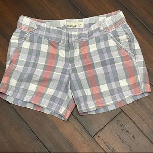 Old Navy Women's Blue Plaid 100% Cotton Low-Rise Chino Shorts Size 4